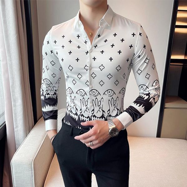 men's casual shirts brand long-sleeve mens dress shirt street wear slim fit button down social men asian size male party stage clothes, White;black
men's casual shirts brand long-sleeve mens dress shirt street wear slim fit button down social men asian size male party stage clothes, White;black
