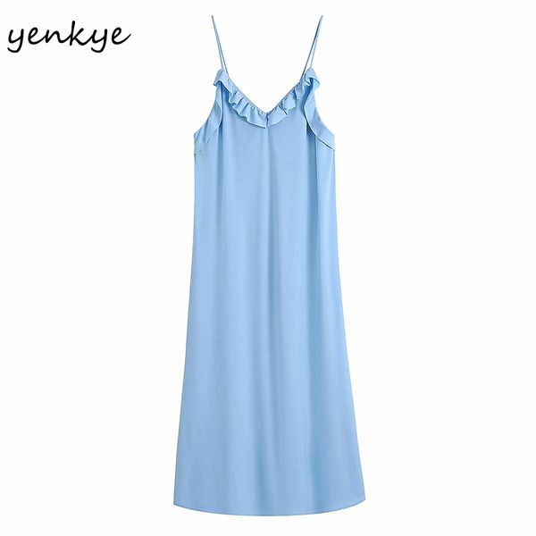 women spaghetti strap blue long dress female ruffle v neck sleeveless summer night out club vestido 210430, Black;gray
women spaghetti strap blue long dress female ruffle v neck sleeveless summer night out club vestido 210430, Black;gray