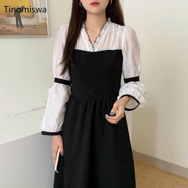 casual dresses contrast color dress women court style single breasted pleated femme korean chic slim waist puff sleeve lady vestidos, Black;gray
casual dresses contrast color dress women court style single breasted pleated femme korean chic slim waist puff sleeve lady vestidos, Black;gray