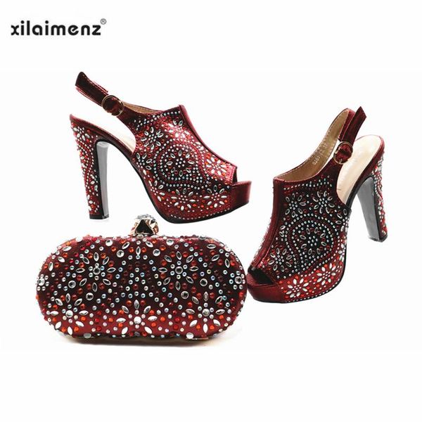 spring style in wine african women shoes and bag to match decorate with rhinestone sandals for wedding set dress, Black
spring style in wine african women shoes and bag to match decorate with rhinestone sandals for wedding set dress, Black