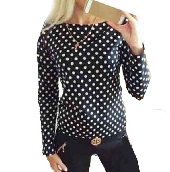 women's blouses & shirts hirigin women spring summer long sleeve polka dot chiffon blouse casual female blusa, White
women's blouses & shirts hirigin women spring summer long sleeve polka dot chiffon blouse casual female blusa, White