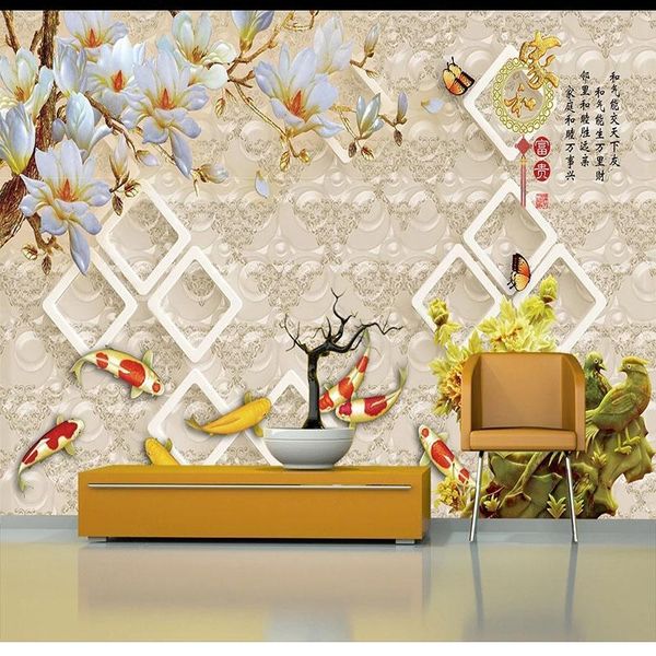 wallpapers custom self-adhesive 3d wallpaper magnolia peony flower nine fish illustration living room sofa bedroom stickers murales de pare
wallpapers custom self-adhesive 3d wallpaper magnolia peony flower nine fish illustration living room sofa bedroom stickers murales de pare