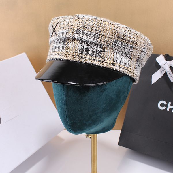 navy hat women's embroidered flat cap small fragrance tweed british check versatile autumn and winter children's hat, Yellow
navy hat women's embroidered flat cap small fragrance tweed british check versatile autumn and winter children's hat, Yellow