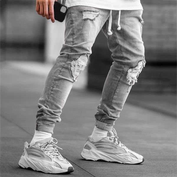 men's jeans summer men stretchy ripped skinny denim trousers casual solid destroyed hole taped male big pockets slim fit pencil pants, Blue
men's jeans summer men stretchy ripped skinny denim trousers casual solid destroyed hole taped male big pockets slim fit pencil pants, Blue