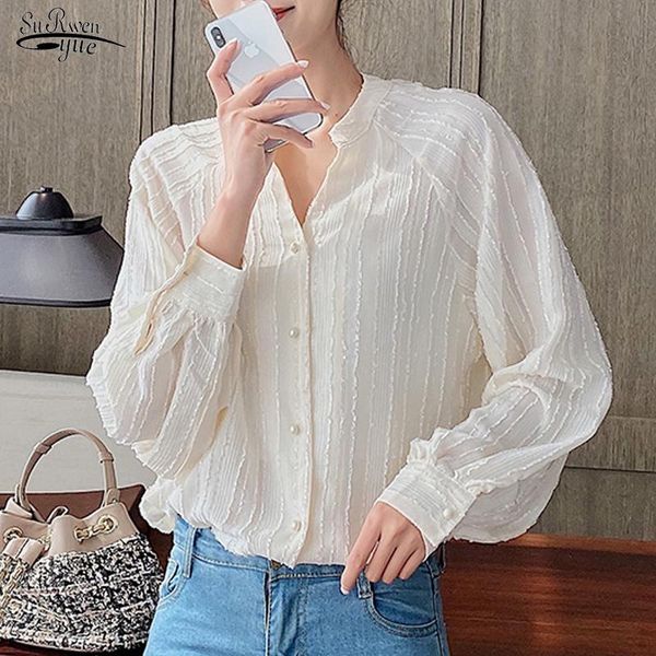 women's blouses & shirts 2021 autumn korean v-neck fashion chiffon shirt women casual long sleeve cardigan blouse plus size ladies 106, White
women's blouses & shirts 2021 autumn korean v-neck fashion chiffon shirt women casual long sleeve cardigan blouse plus size ladies 106, White