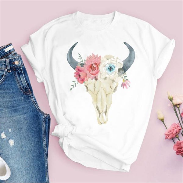 graphic heifer skull 90s womens short sleeve floral flower cute printed lady tees clothing female t shirt, White
graphic heifer skull 90s womens short sleeve floral flower cute printed lady tees clothing female t shirt, White