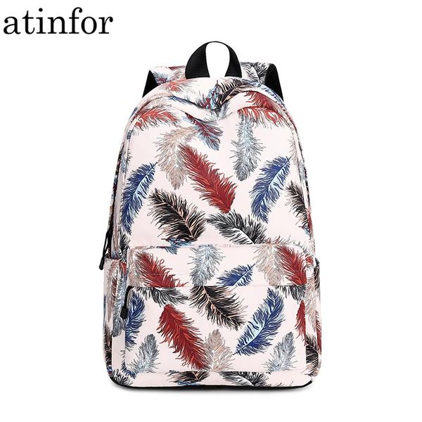 backpack atinfor brand fashion feather printing waterproof women polyester travel school bag for students
backpack atinfor brand fashion feather printing waterproof women polyester travel school bag for students