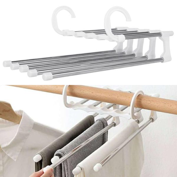 hangers & racks multi-functional 5 in 1 trouser storage rack adjustable pants tie shelf closet organizer stainless steel clothes hanger
hangers & racks multi-functional 5 in 1 trouser storage rack adjustable pants tie shelf closet organizer stainless steel clothes hanger
