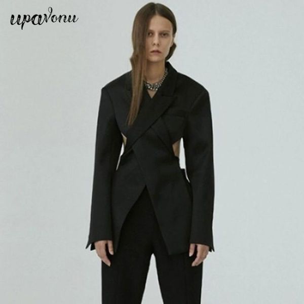 autumn chic blazer women's black notched lapel crossover design sense long sleeve halter club party suits & blazers, White;black
autumn chic blazer women's black notched lapel crossover design sense long sleeve halter club party suits & blazers, White;black