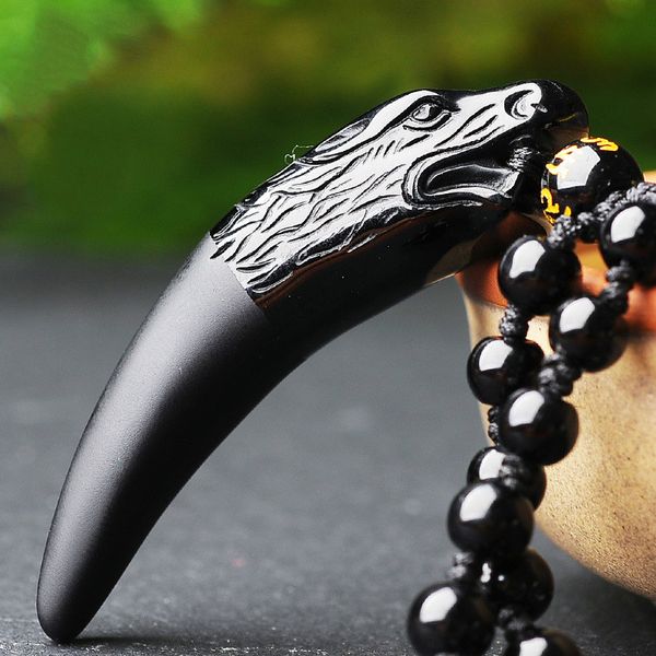 carved black obsidian wolf tooth jade pendant necklace chinese fashion charm jewelry accessories amulet for men women luck gifts, Silver
carved black obsidian wolf tooth jade pendant necklace chinese fashion charm jewelry accessories amulet for men women luck gifts, Silver