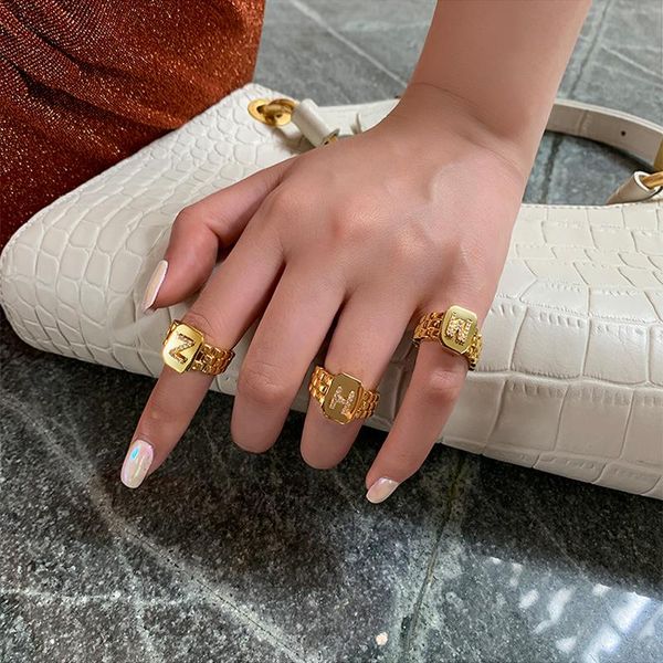 cluster rings 2021 fashion gold color initial ring open design adjustable watchband chain 26 a-z letter cz for women girl, Golden;silver
cluster rings 2021 fashion gold color initial ring open design adjustable watchband chain 26 a-z letter cz for women girl, Golden;silver