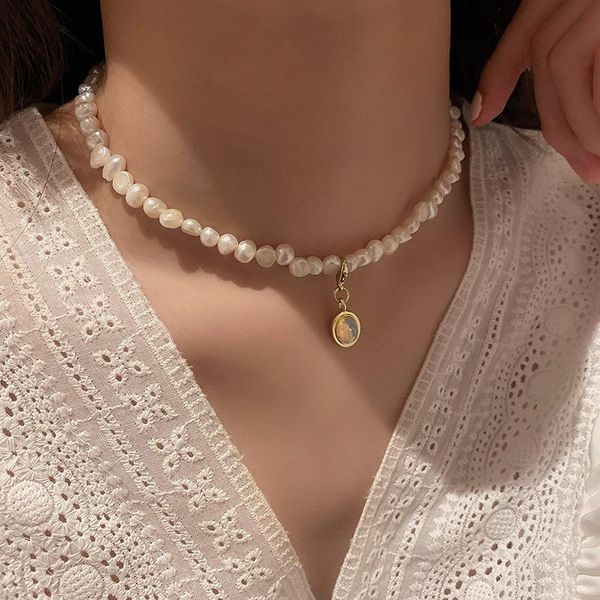 pendant necklaces vsnow korean fashion shiny moonstone necklace for women elegant natural freshwater pearl chokers accessories, Silver
pendant necklaces vsnow korean fashion shiny moonstone necklace for women elegant natural freshwater pearl chokers accessories, Silver