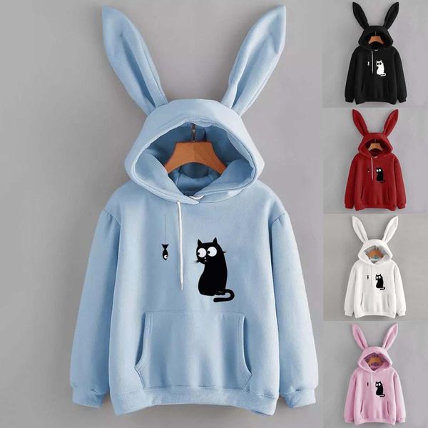 women's hoodies & sweatshirts autumn winter cute cat print ear long sleeve women hooded pullover female lovely, Black
women's hoodies & sweatshirts autumn winter cute cat print ear long sleeve women hooded pullover female lovely, Black