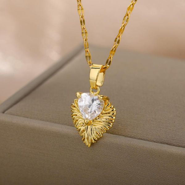 pendant necklaces exquisite zircon heart for women goth vintage double charm choker collares stainless steel jewelry gift, Silver
pendant necklaces exquisite zircon heart for women goth vintage double charm choker collares stainless steel jewelry gift, Silver