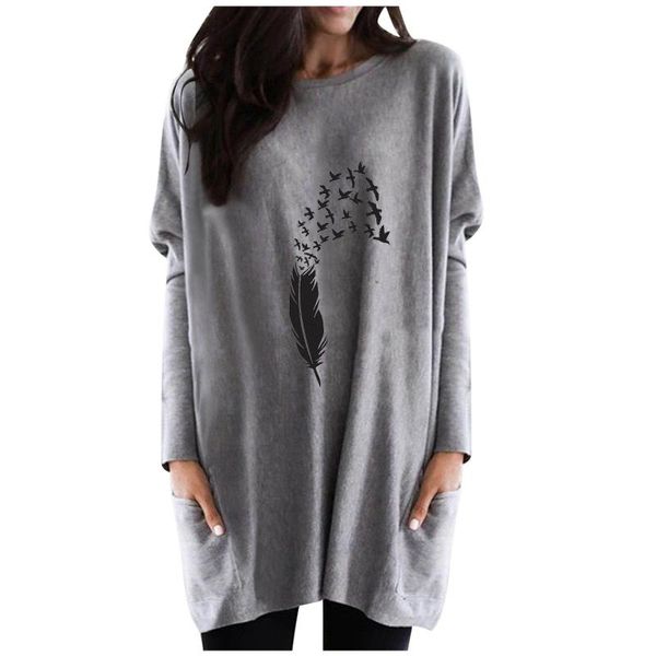 women's hoodies & sweatshirts feather print irregular womens o-neck casual loose long female blouses bottoming cotton korean style lad, Black
women's hoodies & sweatshirts feather print irregular womens o-neck casual loose long female blouses bottoming cotton korean style lad, Black