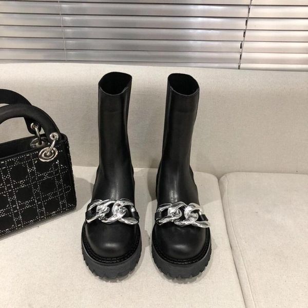 boots big mental chain women ankle fashion genuine leather platform wedges combat short shoes 40, Black
boots big mental chain women ankle fashion genuine leather platform wedges combat short shoes 40, Black
