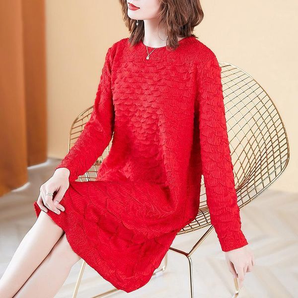 casual dresses red dress autumn 2021 women's loose plus size european fold, Black;gray
casual dresses red dress autumn 2021 women's loose plus size european fold, Black;gray