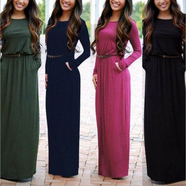 casual dresses belted long party fashion maxi evening women dress sleeve, Black;gray
casual dresses belted long party fashion maxi evening women dress sleeve, Black;gray