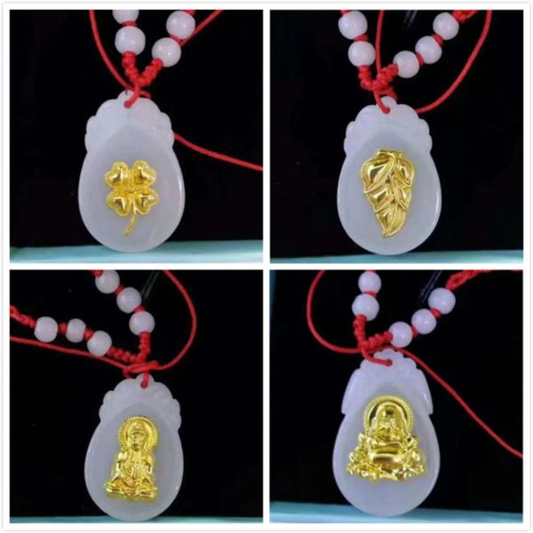 imitation inlaid jade four leaf grass pendant, guanyin buddha gold plated pendant necklace, Black
imitation inlaid jade four leaf grass pendant, guanyin buddha gold plated pendant necklace, Black