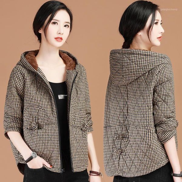 women's down & parkas korean loose large size hooded female outwear winter plus thick velvet plaid jacket women warm short cotton coat, Black
women's down & parkas korean loose large size hooded female outwear winter plus thick velvet plaid jacket women warm short cotton coat, Black