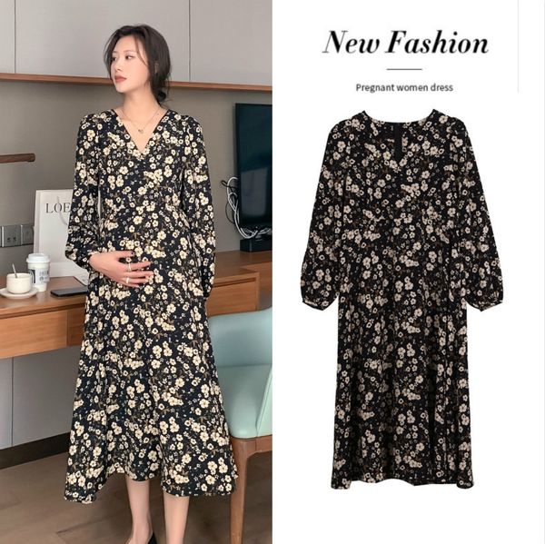 dresses 3026# spring korean fashion floral printed chiffon maternity long dress elegant slim clothes for pregnant women pregnancy party, Black;gray
dresses 3026# spring korean fashion floral printed chiffon maternity long dress elegant slim clothes for pregnant women pregnancy party, Black;gray