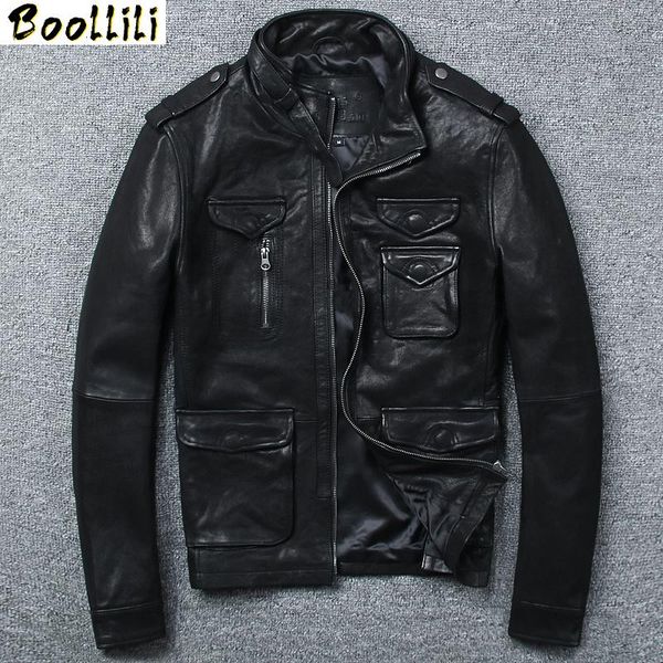 men's leather & faux boollili jacket motorcycle goatskin coat genuine men slim korean vintage jackets 2021, Black
men's leather & faux boollili jacket motorcycle goatskin coat genuine men slim korean vintage jackets 2021, Black