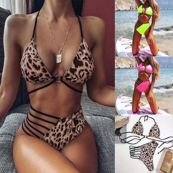 women fashion leopard printed bathing suit criss cross halter irregular stunning bikini set beach micro spandex swimwear women's, White;black
women fashion leopard printed bathing suit criss cross halter irregular stunning bikini set beach micro spandex swimwear women's, White;black