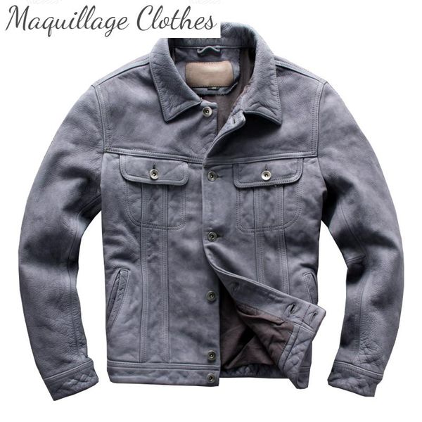 men's genuine leather jacket gray cowhide jackets casual single breasted coat for men & faux, Black
men's genuine leather jacket gray cowhide jackets casual single breasted coat for men & faux, Black