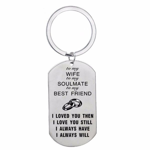 keychains 12pc/lot stainless steel dog tag pendant keyring to my wife soulmate friend keychain couple girlfriend gift charm key chain ring, Silver
keychains 12pc/lot stainless steel dog tag pendant keyring to my wife soulmate friend keychain couple girlfriend gift charm key chain ring, Silver