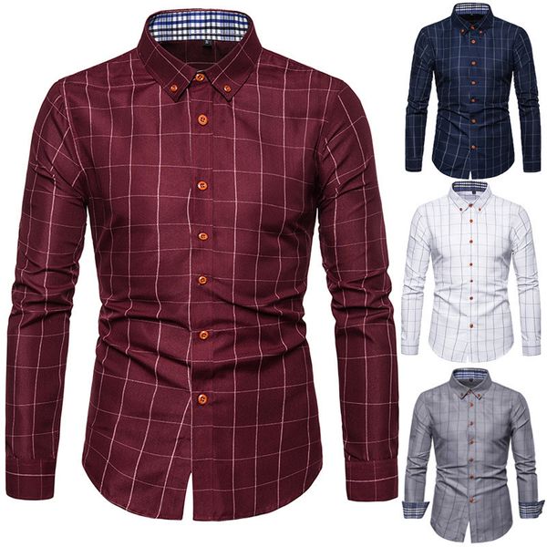 big plaid shirts men casual long sleeve mens shirt slim bussiness work camisas comfortable spring autumn brand chemise homme 210524, White;black
big plaid shirts men casual long sleeve mens shirt slim bussiness work camisas comfortable spring autumn brand chemise homme 210524, White;black