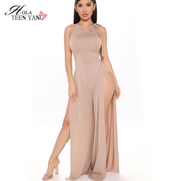 women's jumpsuits & rompers hola teenyang summer women solid color jumpsuit lace up neck style backless high split irregular, Black;white
women's jumpsuits & rompers hola teenyang summer women solid color jumpsuit lace up neck style backless high split irregular, Black;white
