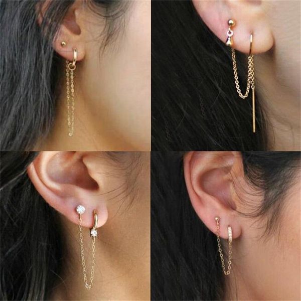 hoop & huggie 1 pcs tassel earrings clips long chain stud for women simple korean two hole piercing party unusual jewelry, Golden;silver
hoop & huggie 1 pcs tassel earrings clips long chain stud for women simple korean two hole piercing party unusual jewelry, Golden;silver