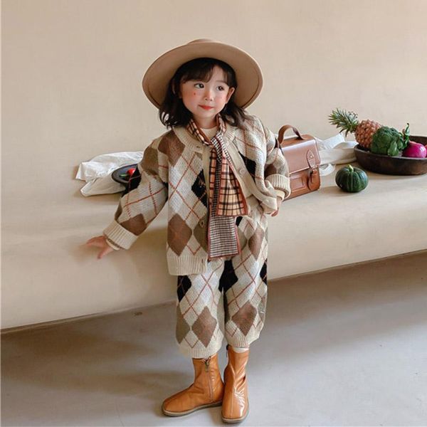 women's sweaters girls fashion knitting warm plaid outfits children loose cardigan and wide leg knitted trousers suit clothes, White;black
women's sweaters girls fashion knitting warm plaid outfits children loose cardigan and wide leg knitted trousers suit clothes, White;black
