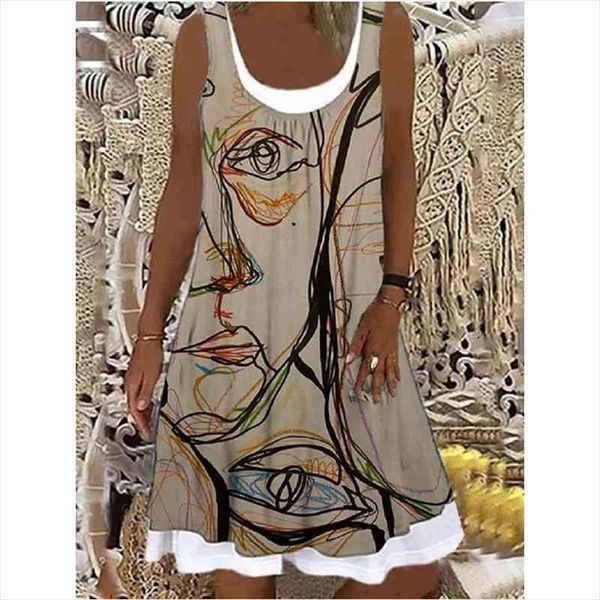 summer dress sleeveless women digital printing loose dresses fake two piece casual beach dress plus size s-3xl vestidos, Black;gray
summer dress sleeveless women digital printing loose dresses fake two piece casual beach dress plus size s-3xl vestidos, Black;gray