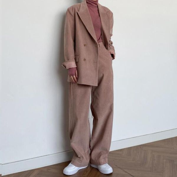 women's two piece pants chic casual loose corduroy sets for women fashion korea style office ladies spring autumn blazers + trousers, White
women's two piece pants chic casual loose corduroy sets for women fashion korea style office ladies spring autumn blazers + trousers, White
