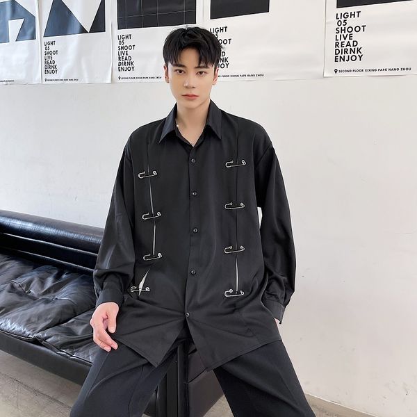 men's casual shirts removable metal pin buckle long sleeve loose shirt man japan harajuku streetwear vintage black dress male 6ms0, White;black
men's casual shirts removable metal pin buckle long sleeve loose shirt man japan harajuku streetwear vintage black dress male 6ms0, White;black