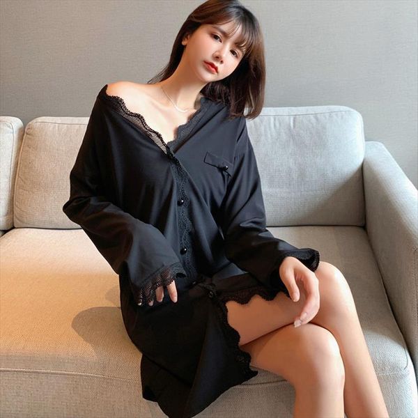 shirt nightdress lace women sleepwear long sleeves satin nightgowns chemise femme plus size 5xl night home, Black;red
shirt nightdress lace women sleepwear long sleeves satin nightgowns chemise femme plus size 5xl night home, Black;red