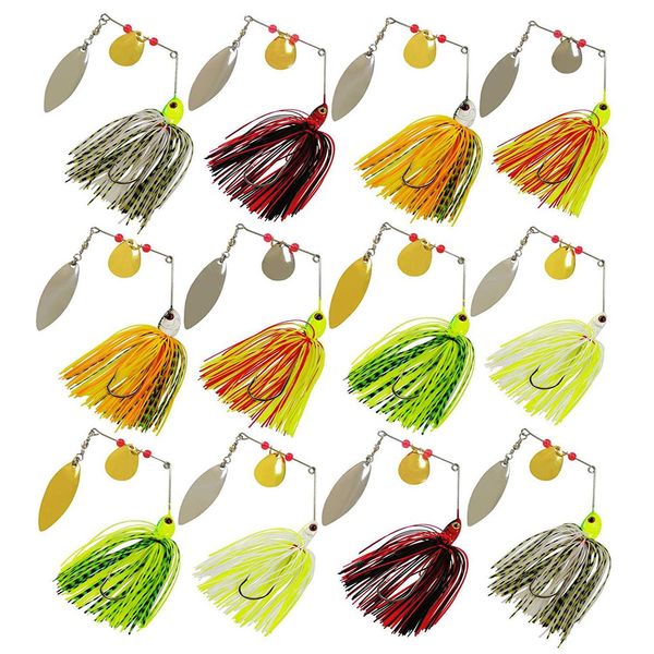 lifelike spinnerbaits lures 12pcs jigs head rubber fishing lure pike bass fishing spinner spoons swimbaits tackle 
lifelike spinnerbaits lures 12pcs jigs head rubber fishing lure pike bass fishing spinner spoons swimbaits tackle