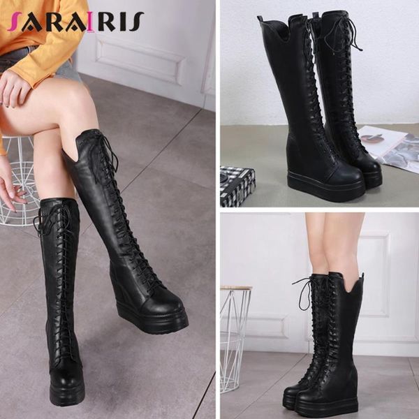 boots sarairis fashion street women shoes solid lace up mid calf wedges thick bottom platform punk cool goth motorcycle, Black
boots sarairis fashion street women shoes solid lace up mid calf wedges thick bottom platform punk cool goth motorcycle, Black