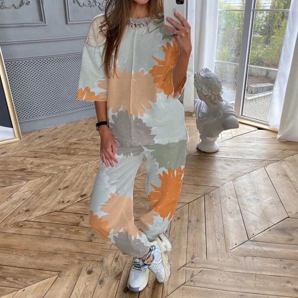 women's two piece pants 2021 summer 2 tracksuit suit printed loose o-neck female trouser suits casual fashion sport ladies set, White
women's two piece pants 2021 summer 2 tracksuit suit printed loose o-neck female trouser suits casual fashion sport ladies set, White