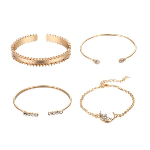 charm bracelets women bracelet personality chain drops moon open 4 piece jewelry on hand ankle, Golden;silver
charm bracelets women bracelet personality chain drops moon open 4 piece jewelry on hand ankle, Golden;silver