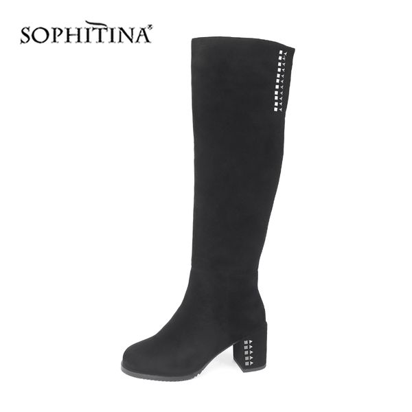 sophitina women's boots fashion metal decoration kid suede square heel women's shoes warm knee-high boots pc206 210513, Black
sophitina women's boots fashion metal decoration kid suede square heel women's shoes warm knee-high boots pc206 210513, Black