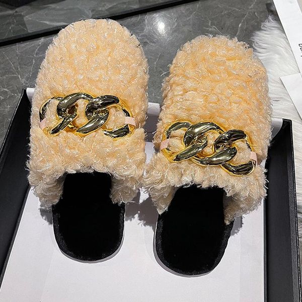 slippers winter chain decorate fluffy plush women fur indoor comfortable keep warm baotou faux flat ladies bedroom, Black
slippers winter chain decorate fluffy plush women fur indoor comfortable keep warm baotou faux flat ladies bedroom, Black