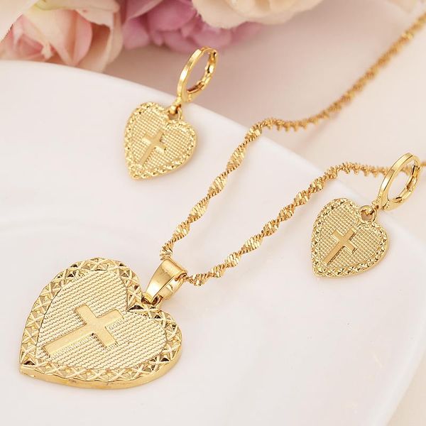 earrings & necklace gold color heart cross pendant necklaces elegant jewerly set for women exquisite dubai arab african jewelry, Silver
earrings & necklace gold color heart cross pendant necklaces elegant jewerly set for women exquisite dubai arab african jewelry, Silver