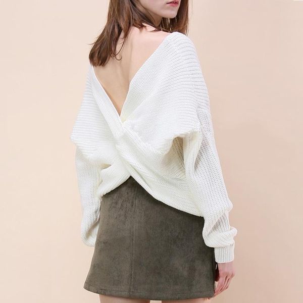 women's sweaters women v-neck backless reversible long sleeve cross tie knot knitted short knitting pullovers jumpers, White;black
women's sweaters women v-neck backless reversible long sleeve cross tie knot knitted short knitting pullovers jumpers, White;black