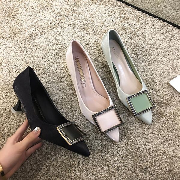 dress shoes women's pumps 2021 spring fashion shallow mouth buckle pointed toe stiletto heels, Black
dress shoes women's pumps 2021 spring fashion shallow mouth buckle pointed toe stiletto heels, Black