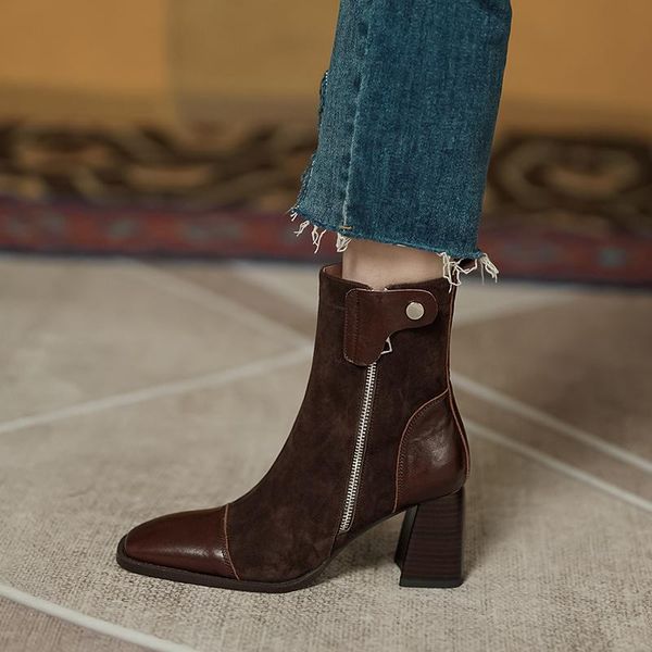 boots 2021 winter genuine leather women fashin zip ankle square toe thick heel cross-tied shoes pumps retro heels, Black
boots 2021 winter genuine leather women fashin zip ankle square toe thick heel cross-tied shoes pumps retro heels, Black