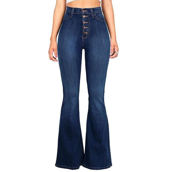women's jeans women flared jean trousers denim high waist button pants summer slimming wide length casual pant, Blue
women's jeans women flared jean trousers denim high waist button pants summer slimming wide length casual pant, Blue