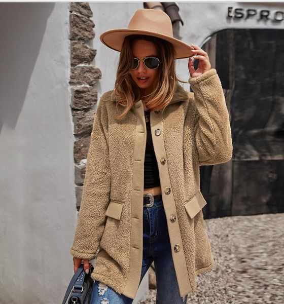 women's wool & blends winter fleece faux fur long coat single breasted cardigan streetwear thick warm overcoat women loose casual coats, Black
women's wool & blends winter fleece faux fur long coat single breasted cardigan streetwear thick warm overcoat women loose casual coats, Black