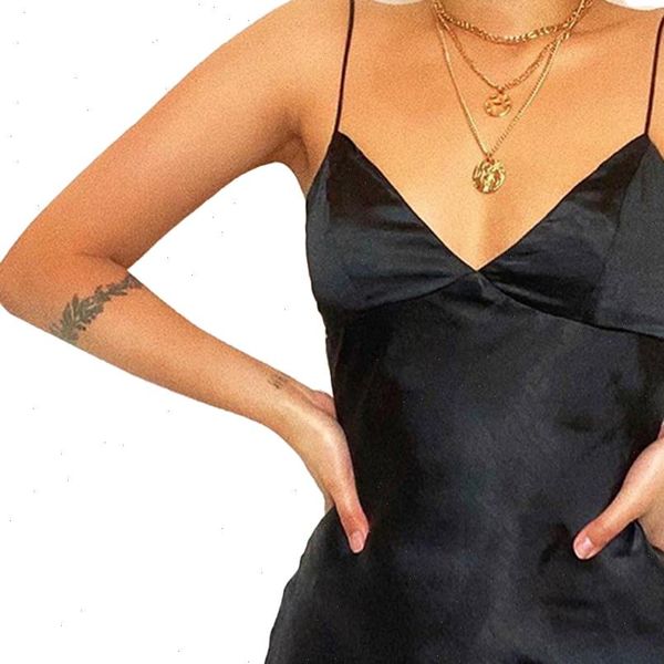 solid color satin women dresses silk sling v neck slim split short casual evening party club dress arrival, Black;gray
solid color satin women dresses silk sling v neck slim split short casual evening party club dress arrival, Black;gray